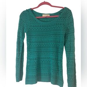 Olive & Oak Open Weave Deep Aqua Sweater Medium Runs Small